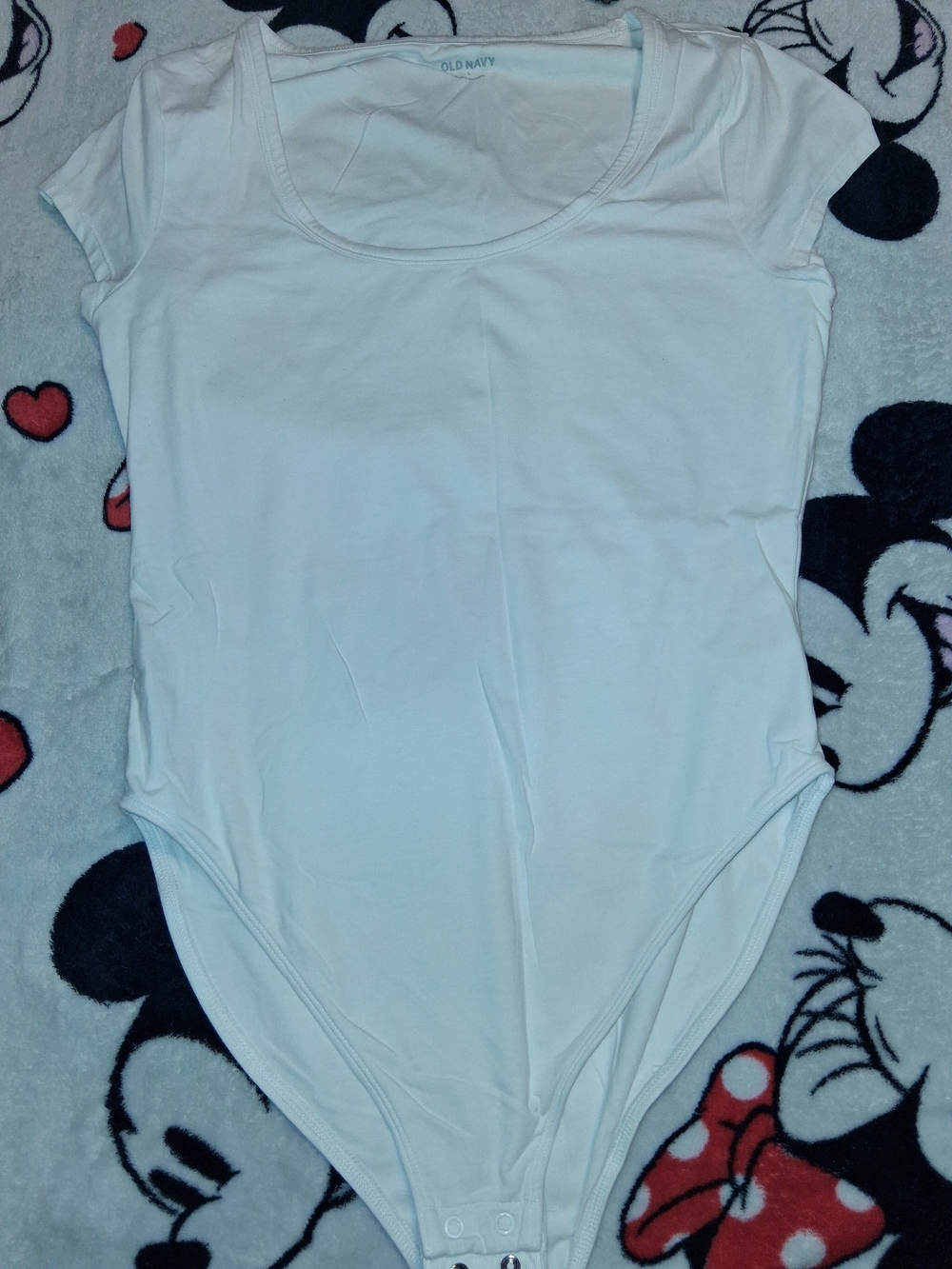 Old Navy White Scoop Neck Short Sleeve Bodysuit